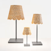 Scalloped Water Hyacinth Woven Lampshade - Cordless Lighting | 